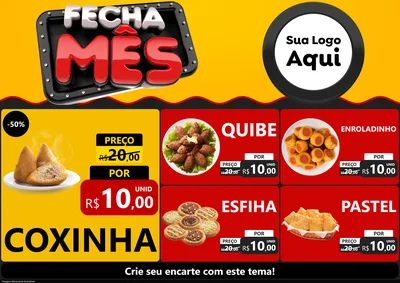 Modelo de Encarte para Encarte A4 Horizontal com o tema Fecha Mês para Salgadaria