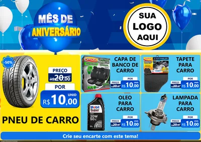 Modelo de Encarte para Encarte A4 Horizontal com o tema Mês de Aniversário para Auto peças