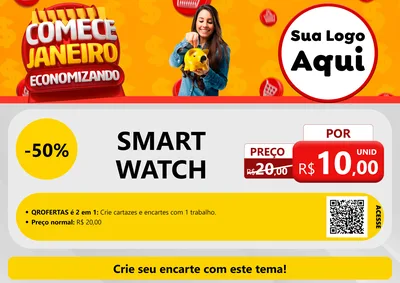 Modelo de Cartaz para Cartaz A4 Horizontal com o tema Comece Janeiro Economizando para Informática