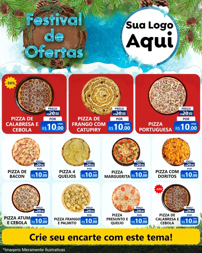 Modelo de Rede Social para Feed Instagram com o tema Festival de Ofertas - Inverno para Pizzaria
