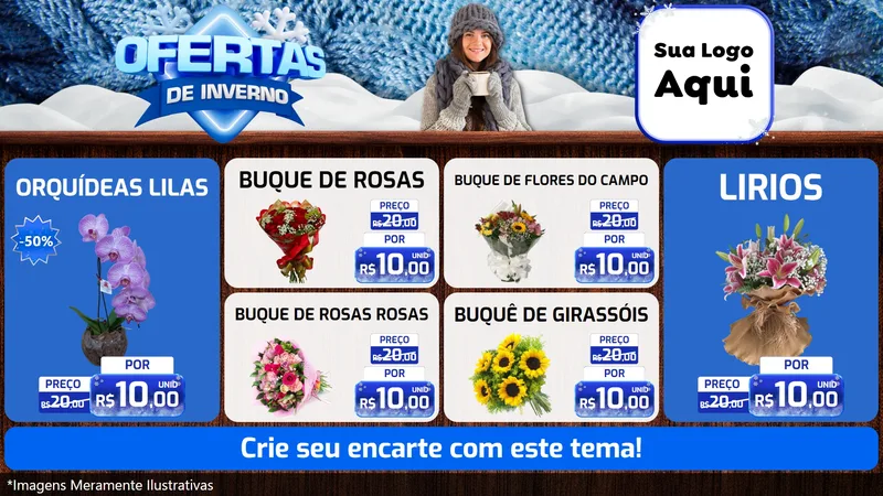 Modelo de TV para TV Horizontal com o tema Ofertas de Inverno para Floricultura e jardim