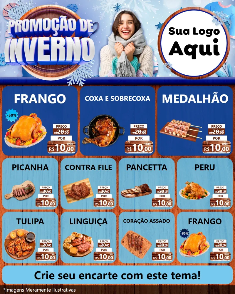Modelo de Rede Social para Feed Instagram com o tema Promoção de Inverno para Assados