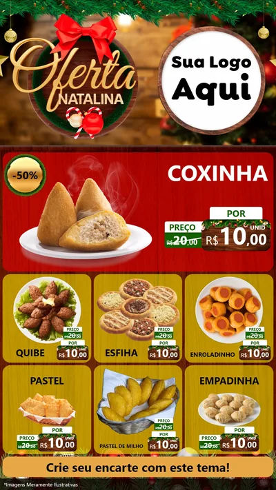 Modelo de Rede Social para Stories com o tema Ofertas Natalina para Salgadaria
