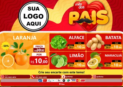 Modelo de Encarte para Encarte A4 Horizontal com o tema Mês Dos Pais para Hortifrúti