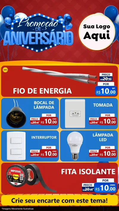 Modelo de TV para TV Vertical com o tema Promoção de Aniversário para Materiais Elétricos
