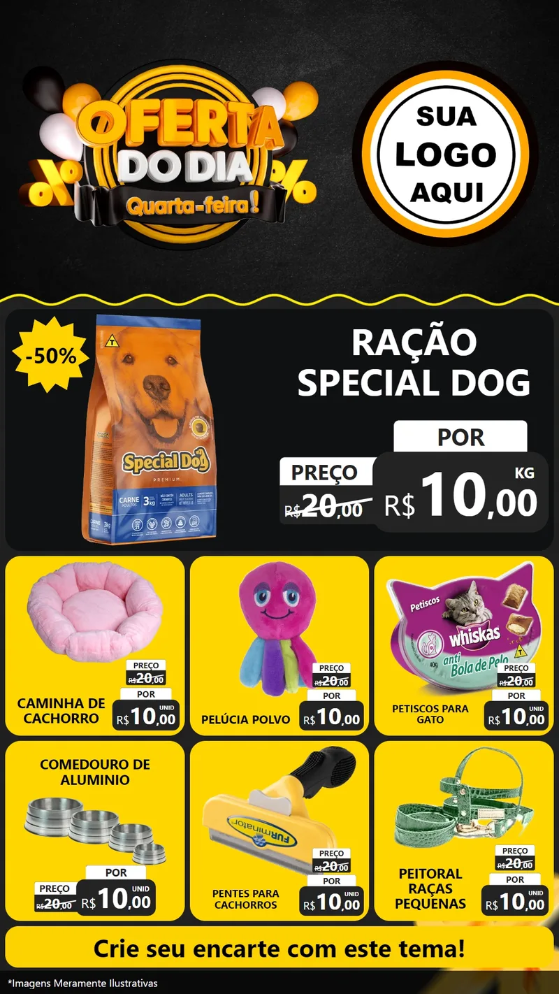 Modelo de Rede Social para Stories com o tema Oferta do Dia - Quarta Feira! para Pet Shop