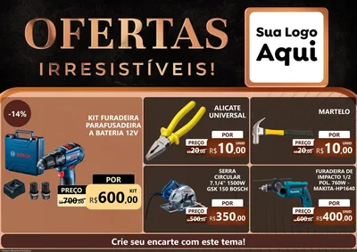 Modelo de Encarte para Encarte A4 Horizontal com o tema Ofertas Irresistíveis! para Maquinas e Ferramentas