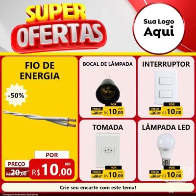 Modelo de Rede Social para Feed Facebook com o tema Super Ofertas para Materiais Elétricos