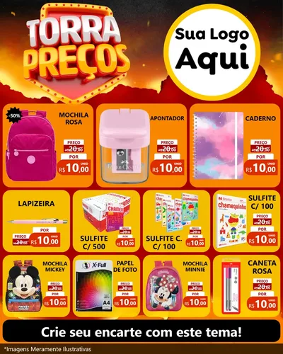 Modelo de Rede Social para Feed Instagram com o tema Torra Preços para Papelaria