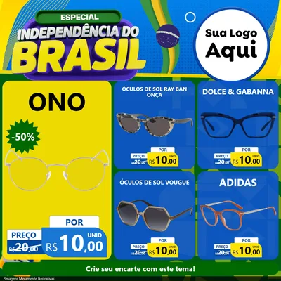 Modelo de Rede Social para Feed Facebook com o tema Especial Independência do Brasil para Óticas