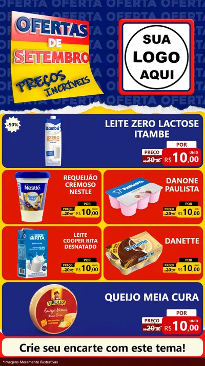 Modelo de TV para TV Vertical com o tema Ofertas de Setembro - Preços Incríveis para Frios e Laticínios