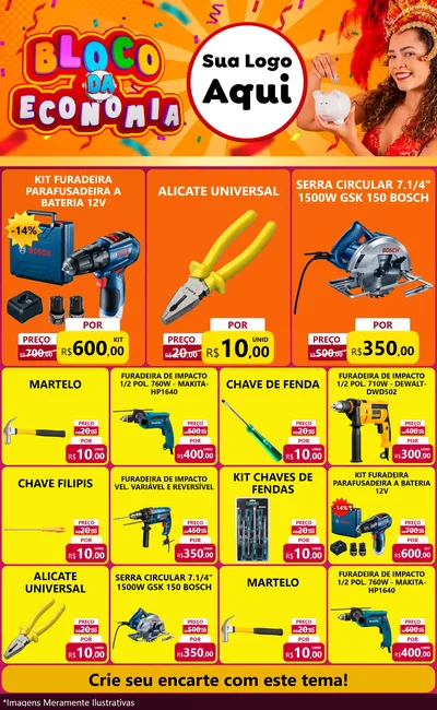 Modelo de Encarte para Encarte Grande com o tema Bloco da Economia para Maquinas e Ferramentas