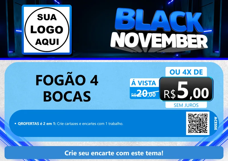 Modelo de Cartaz para Cartaz A4 Horizontal com o tema Black November para Móveis e Eletro