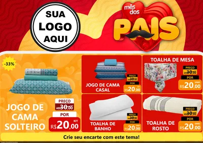 Modelo de Encarte para Encarte A4 Horizontal com o tema Mês Dos Pais para Cama, Mesa e Banho