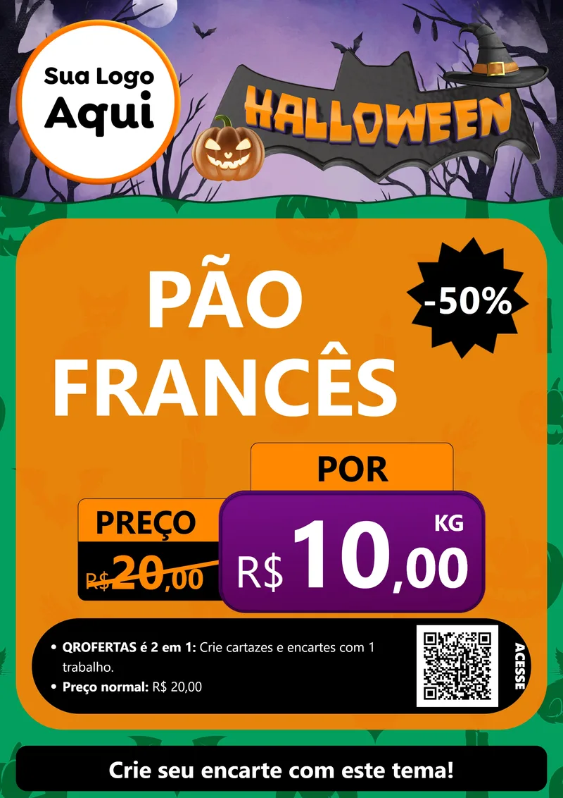 Modelo de Cartaz para Cartaz A4 Vertical com o tema Halloween para Padaria