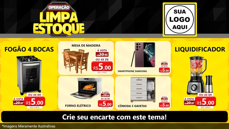 Modelo de TV para TV Horizontal com o tema Operação Limpa Estoque para Móveis e Eletro