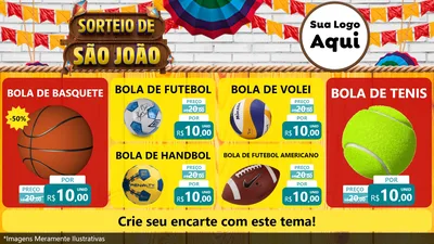 Modelo de TV para TV Horizontal com o tema Sorteio de São João para Artigos Esportivos