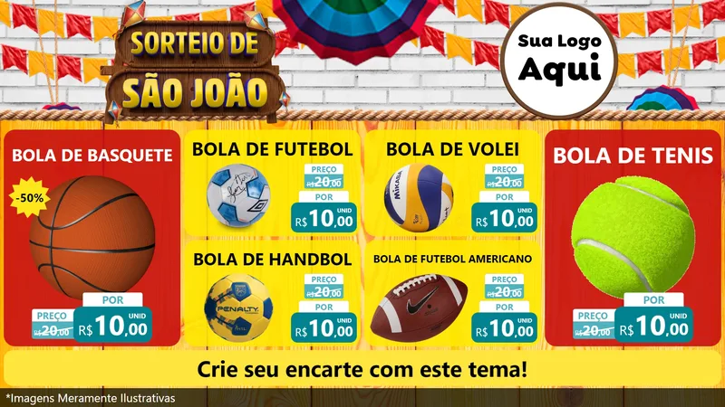 Modelo de TV para TV Horizontal com o tema Sorteio de São João para Artigos Esportivos