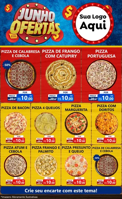 Modelo de Encarte para Encarte Grande com o tema Junho de Ofertas para Pizzaria