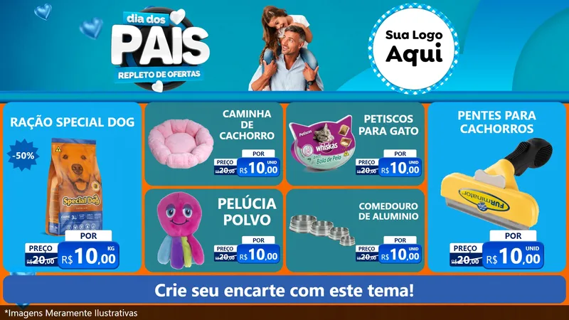 Modelo de TV para TV Horizontal com o tema Dia Dos Pais Repleto de Ofertas para Pet Shop