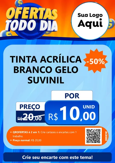 Modelo de Cartaz para Cartaz A4 Vertical com o tema Ofertas Todo Dia para Tintas e Ferramentas