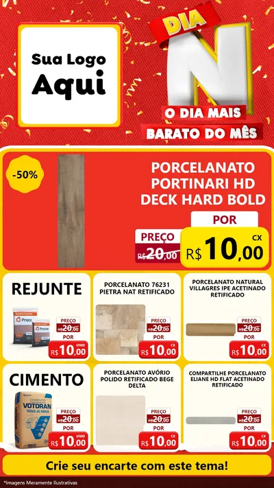 Modelo de Rede Social para Stories com o tema Dia N o Dia Mais Barato do Mês para Pisos e revestimentos