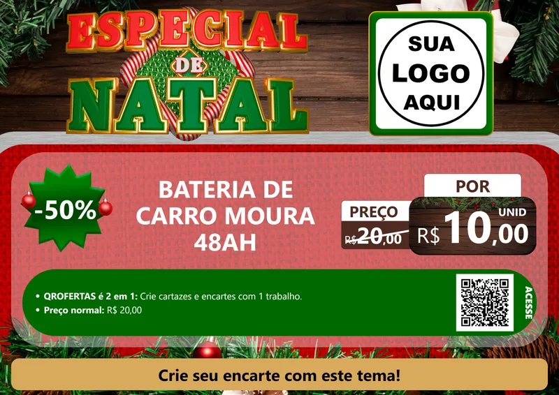 Modelo de Cartaz para Cartaz A4 Horizontal com o tema Especial de Natal para Baterias Elétricas