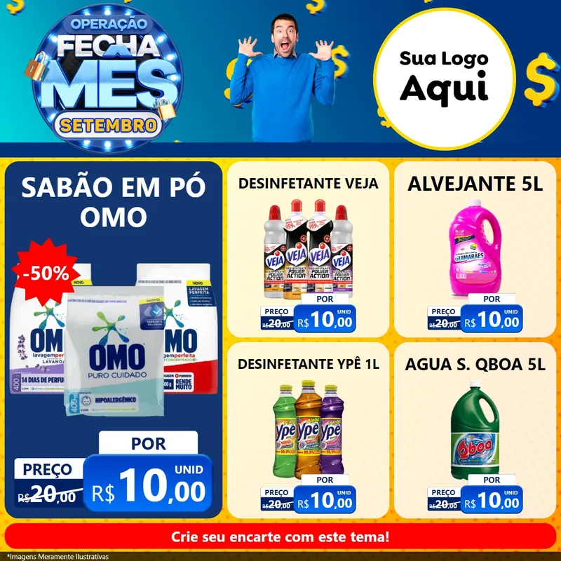 Modelo de Rede Social para Feed Facebook com o tema Operação Fecha Mês Setembro para Produtos de Limpeza