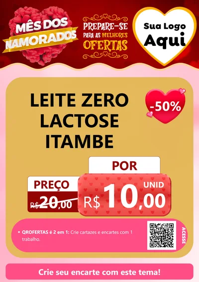 Modelo de Cartaz para Cartaz A4 Vertical com o tema Mês dos Namorados para Frios e Laticínios