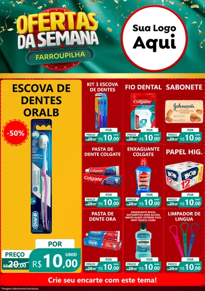 Modelo de Encarte para Encarte A4 Vertical com o tema Ofertas da Semana Farroupilha para Higiene Pessoal