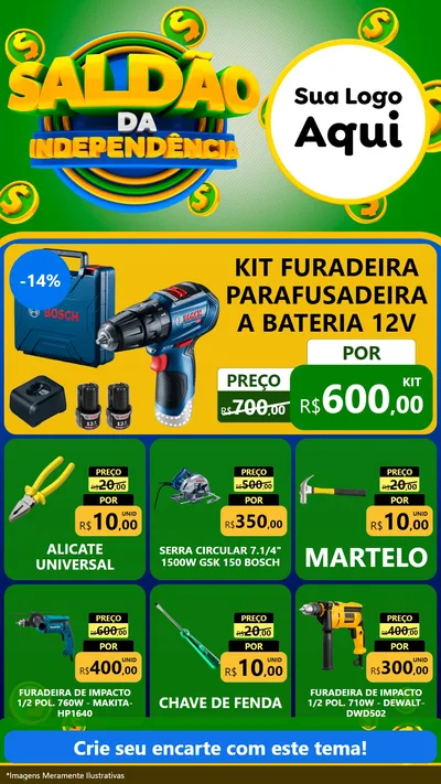 Modelo de Rede Social para Stories com o tema Saldão da Indepêndencia para Maquinas e Ferramentas