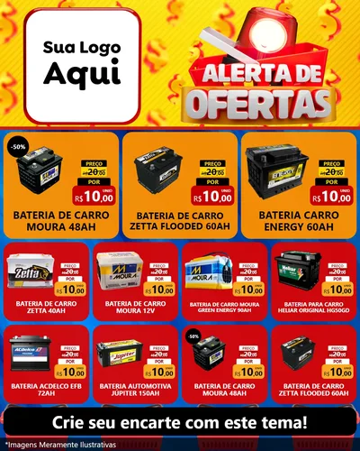 Modelo de Rede Social para Feed Instagram com o tema Alerta de Ofertas para Baterias Elétricas