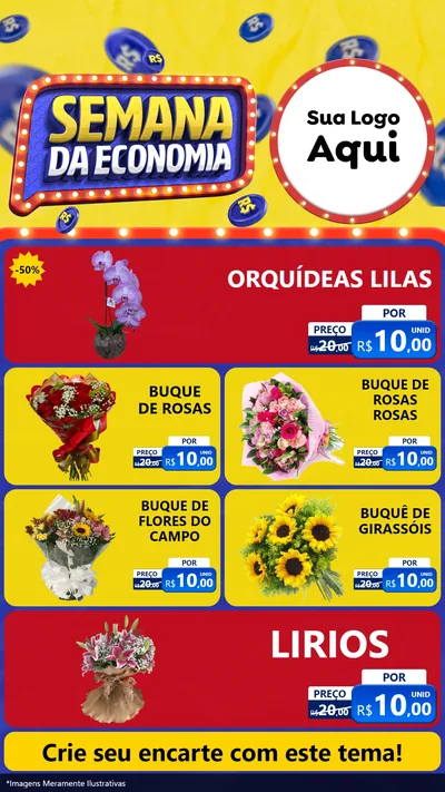 Modelo de TV para TV Vertical com o tema Semana da Economia para Floricultura e jardim