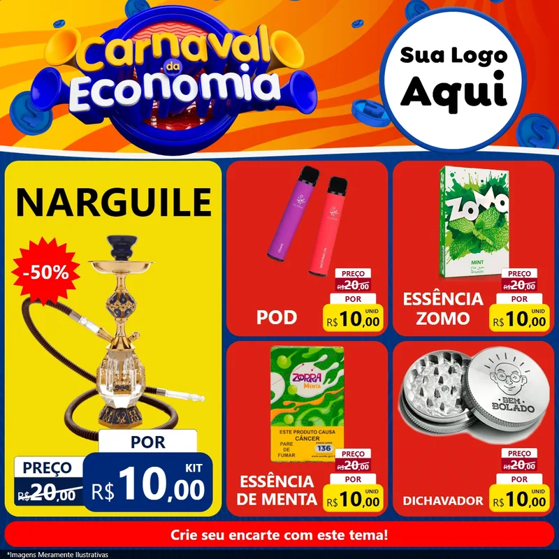 Modelo de Rede Social para Feed Facebook com o tema Carnaval da Economia para Tabacaria