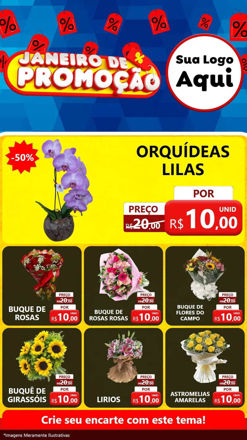 Modelo de Rede Social para Stories com o tema Janeiro de Promoção para Floricultura e jardim