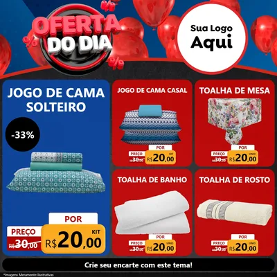 Modelo de Rede Social para Feed Facebook com o tema Oferta do Dia para Cama, Mesa e Banho