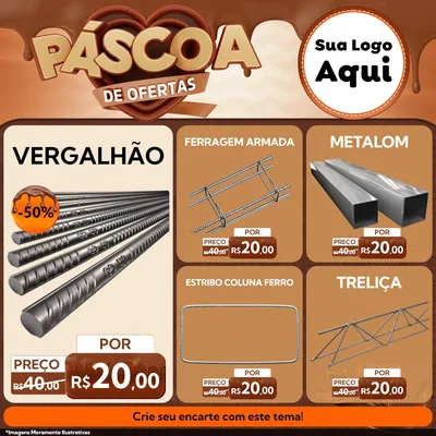 Modelo de Rede Social para Feed Facebook com o tema Páscoa de Ofertas para Ferragens