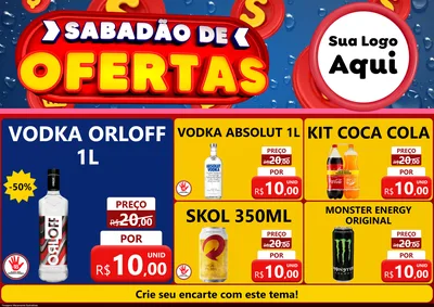 Modelo de Encarte para Encarte A4 Horizontal com o tema Sabadão de Ofertas para Distribuidora de bebidas