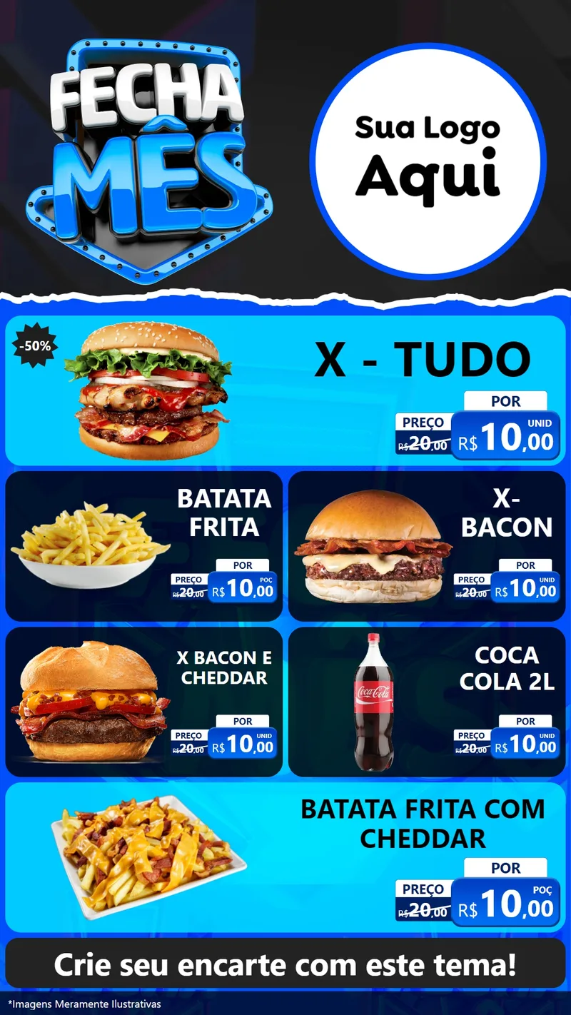 Modelo de TV para TV Vertical com o tema Fecha Mês para Hamburgueria
