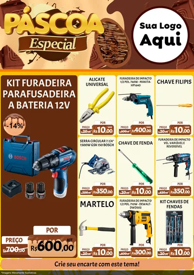 Modelo de Encarte para Encarte A4 Vertical com o tema Páscoa Especial para Maquinas e Ferramentas