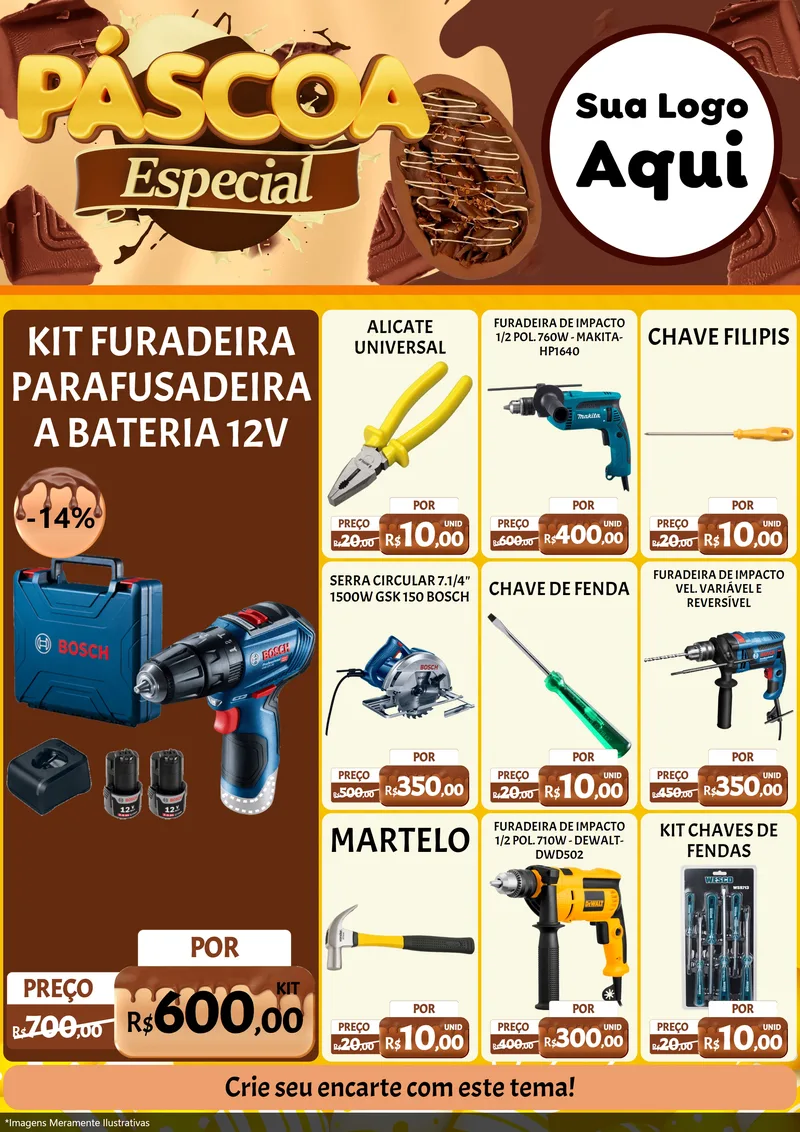 Modelo de Encarte para Encarte A4 Vertical com o tema Páscoa Especial para Maquinas e Ferramentas