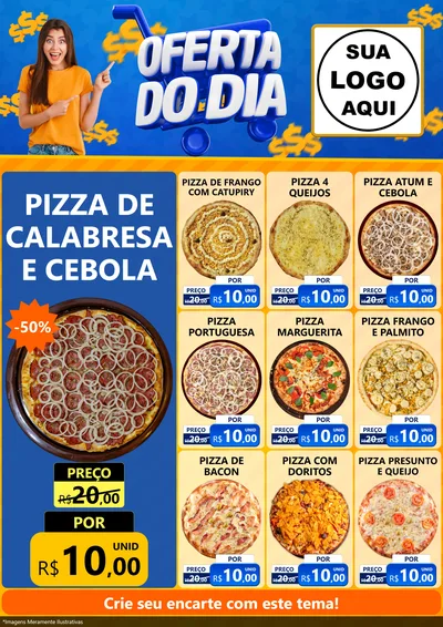 Modelo de Encarte para Encarte A4 Vertical com o tema Oferta do Dia para Pizzaria