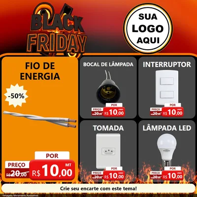 Modelo de Rede Social para Feed Facebook com o tema Black Friday para Materiais Elétricos