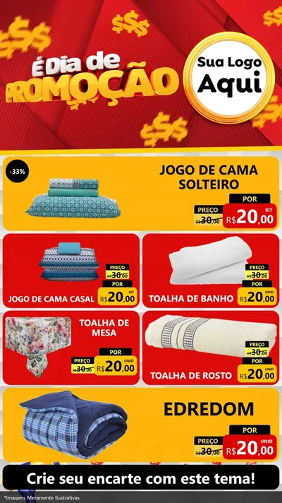 Modelo de TV para TV Vertical com o tema É Dia De Promoção para Cama, Mesa e Banho