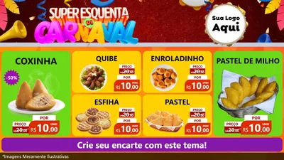 Modelo de TV para TV Horizontal com o tema Super Esquenta de Carnaval para Salgadaria