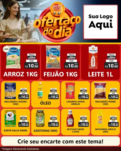 Modelo de Rede Social para Feed Instagram com o tema Ofertaço Do Dia para Supermercado