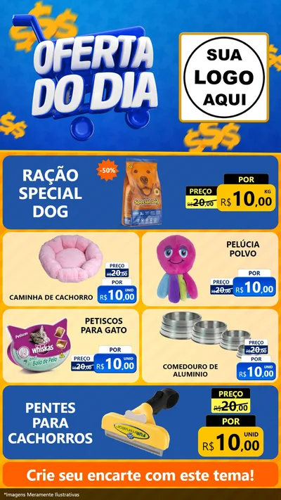 Modelo de TV para TV Vertical com o tema Oferta do Dia para Pet Shop