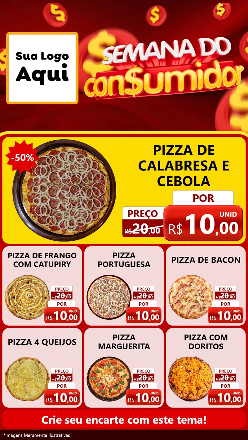 Modelo de Rede Social para Stories com o tema Semana do Consumidor para Pizzaria