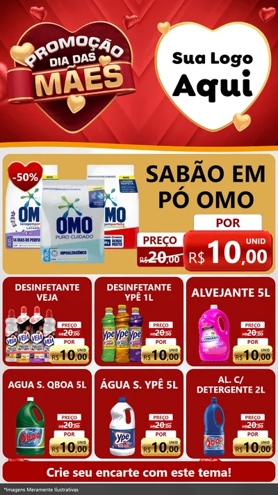 Modelo de Rede Social para Stories com o tema Promoção Dia das Mães para Produtos de Limpeza