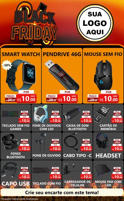 Modelo de Encarte para Encarte Grande com o tema Black Friday para Informática
